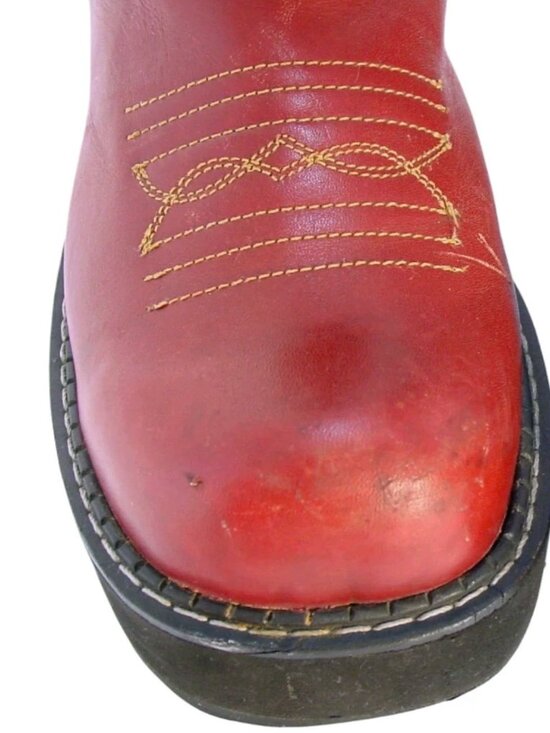 JOHN FLUEVOG F-Shoe Brick Red Leather Cowboy Boots Wom 10.5 - Made in MEXICO - Picture 6 of 11